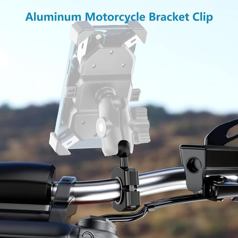 SUNDAREE دراجة نارية مرآة جبل المشبك - سبائك الألومنيوم المقود الهاتف جبل المشبك مع 1 '' TPU الكرة، حامل الهاتف جبل يناسب المقاود من 0.86 "إلى 1.5" في القطر in Kuwait