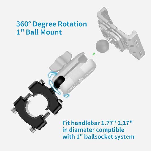SUNDAREE دراجة نارية مرآة جبل المشبك - سبائك الألومنيوم المقود الهاتف جبل المشبك مع 1 '' TPU الكرة، حامل الهاتف جبل يناسب المقاود من 0.86 "إلى 1.5" في القطر in Kuwait