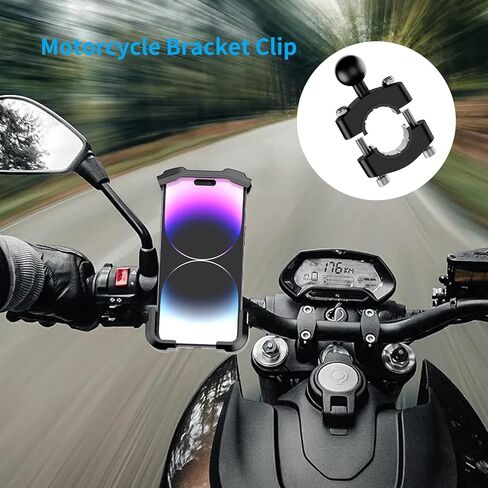 SUNDAREE دراجة نارية مرآة جبل المشبك - سبائك الألومنيوم المقود الهاتف جبل المشبك مع 1 '' TPU الكرة، حامل الهاتف جبل يناسب المقاود من 0.86 "إلى 1.5" في القطر in Kuwait