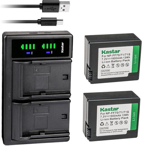 Kastar 2-Pack NP-FF70 Battery and LTD2 USB Charger Compatible with Sony DCR-IP5E DCR-IP7 DCR-IP7BT DCR-IP7E DCR-PC106 DCR-PC106E DCR-PC107 DCR-PC107E DCR-PC108 DCR-PC108E DCR-PC109 DCR-PC109E Camera in Saudi Arabia