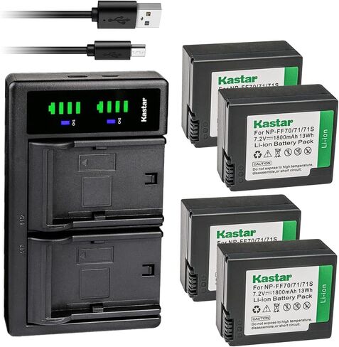 Kastar 2-Pack NP-FF70 Battery and LTD2 USB Charger Compatible with Sony DCR-IP5E DCR-IP7 DCR-IP7BT DCR-IP7E DCR-PC106 DCR-PC106E DCR-PC107 DCR-PC107E DCR-PC108 DCR-PC108E DCR-PC109 DCR-PC109E Camera in Saudi Arabia
