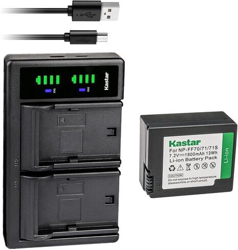 Kastar 2-Pack NP-FF70 Battery and LTD2 USB Charger Compatible with Sony DCR-IP5E DCR-IP7 DCR-IP7BT DCR-IP7E DCR-PC106 DCR-PC106E DCR-PC107 DCR-PC107E DCR-PC108 DCR-PC108E DCR-PC109 DCR-PC109E Camera in Saudi Arabia