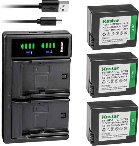 Kastar 2-Pack NP-FF70 Battery and LTD2 USB Charger Compatible with Sony DCR-IP5E DCR-IP7 DCR-IP7BT DCR-IP7E DCR-PC106 DCR-PC106E DCR-PC107 DCR-PC107E DCR-PC108 DCR-PC108E DCR-PC109 DCR-PC109E Camera in Saudi Arabia