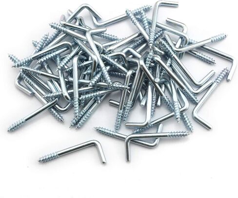 LQ Industrial 60 PCS Mini Square Bend Hook Lag Screw Shoulder Hooks Zinc Golden M3-2.3x7x30/12mm in Saudi Arabia
