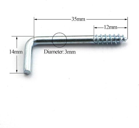 LQ Industrial 60 PCS Mini Square Bend Hook Lag Screw Shoulder Hooks Zinc Golden M3-2.3x7x30/12mm in Saudi Arabia