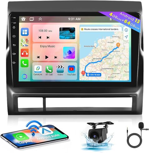 8 Core 6+128GB لسيارة Toyota Tacoma 2005-2013 Android 13 Car Stereo Wireless Apple Carplay، 9 بوصة IPS شاشة تعمل باللمس Android Auto Car Radio GPS Navigation WiFi AHD كاميرا احتياطية بلوتوث 5.0 DSP FM RDS in Saudi Arabia