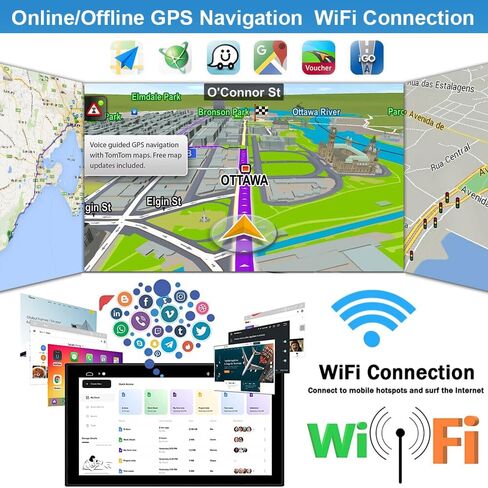 for Dodge RAM 1500 2500 3500 2013 2014 2015 2016 2017 2018, Android Touch Screen 2+32GB/GPS Car Stereo Replacement with Wireless CarPlay Android Auto in Kuwait