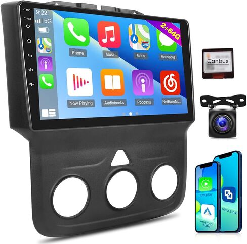 [2G+64G] Car Radio for Dodge RAM 1500 2500 3500 2013 2014 2015 2016 2017 2018 (Only for Manual A/C), 9 inch Android 13 Touch Screen Stereo, Carplay/Android Auto/EQ Audio/SWC +AHD Backup Camera in Saudi Arabia