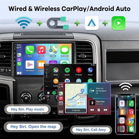 [2G+64G] Car Radio for Dodge RAM 1500 2500 3500 2013 2014 2015 2016 2017 2018 (Only for Manual A/C), 9 inch Android 13 Touch Screen Stereo, Carplay/Android Auto/EQ Audio/SWC +AHD Backup Camera in Saudi Arabia