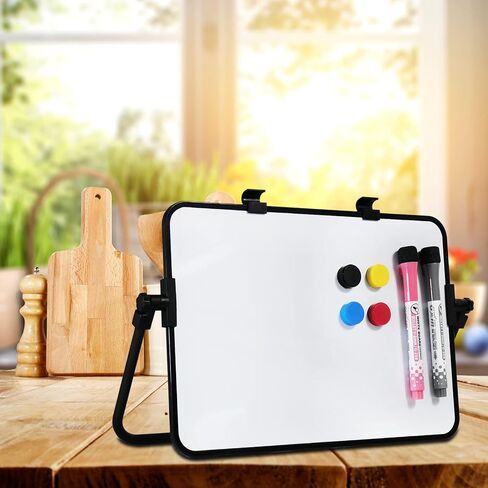 Small Dry Erase Board 12"x8", Magnetic Small White Board Dry Erase with Stand, Desktop Double-Sided Portable White Board Small, 2 Markers and 4 Magnets in Saudi Arabia