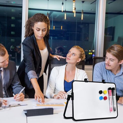 Small Dry Erase Board 12"x8", Magnetic Small White Board Dry Erase with Stand, Desktop Double-Sided Portable White Board Small, 2 Markers and 4 Magnets in Saudi Arabia