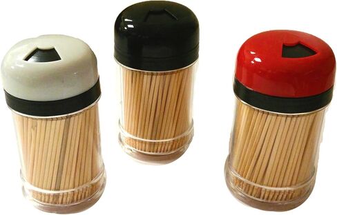 Set of 3 Bamboo Toothpicks 300 Count Each in Plastic Dispenser with Twist Top (3) in Saudi Arabia