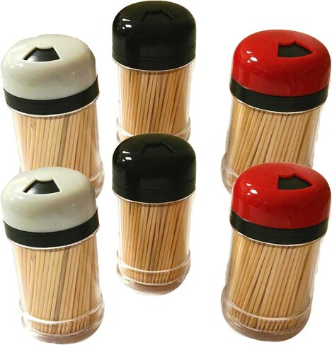 Set of 3 Bamboo Toothpicks 300 Count Each in Plastic Dispenser with Twist Top (3) in Saudi Arabia