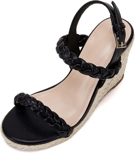 Womens Espadrille Wedge Sandals Heels Platform Braided Ankle Strap Buckle Open Toe Summer Party Dress Shoes in Saudi Arabia