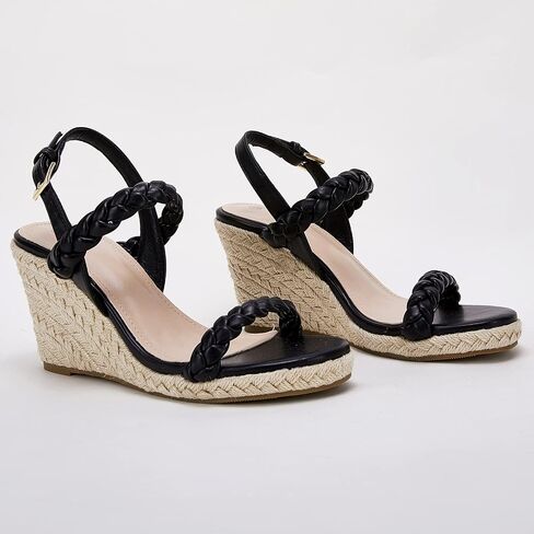 Womens Espadrille Wedge Sandals Heels Platform Braided Ankle Strap Buckle Open Toe Summer Party Dress Shoes in Saudi Arabia