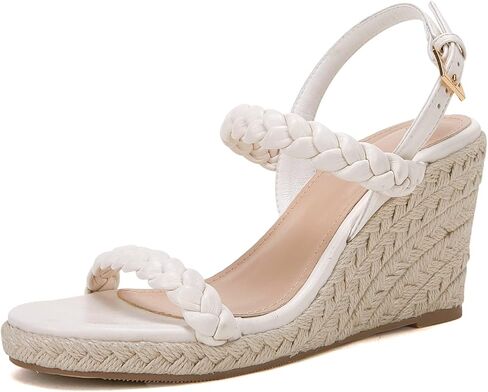 صنادل إسبادريل النسائية ذات الكعب العالي وحزام الكاحل المضفر بإبزيم مفتوح من الأمام أحذية صيفية للحفلات in Kuwait