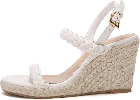 صنادل إسبادريل النسائية ذات الكعب العالي وحزام الكاحل المضفر بإبزيم مفتوح من الأمام أحذية صيفية للحفلات in Kuwait