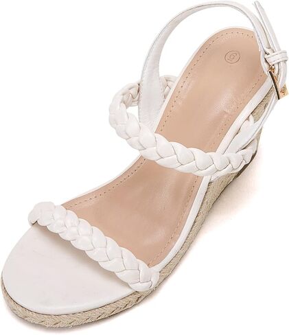 صنادل إسبادريل النسائية ذات الكعب العالي وحزام الكاحل المضفر بإبزيم مفتوح من الأمام أحذية صيفية للحفلات in Kuwait