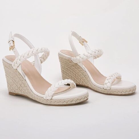 صنادل إسبادريل النسائية ذات الكعب العالي وحزام الكاحل المضفر بإبزيم مفتوح من الأمام أحذية صيفية للحفلات in Kuwait