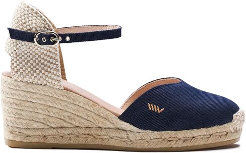 Viscata Reus Canvas Wedge Handmade 2 ½" Heel Women's Sandals with Breathable Cotton Canvas V-cut Vamp and 100% Natural Jute Midsole for all Casual Occasions in Kuwait