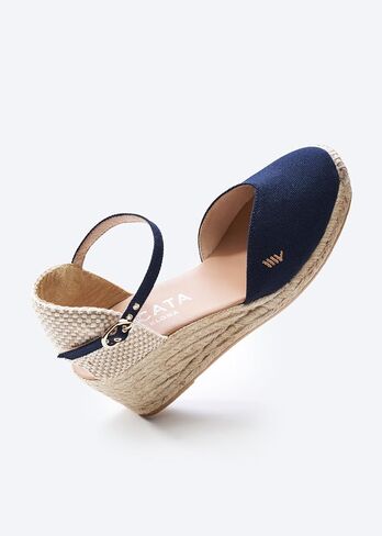 Viscata Reus Canvas Wedge Handmade 2 ½" Heel Women's Sandals with Breathable Cotton Canvas V-cut Vamp and 100% Natural Jute Midsole for all Casual Occasions in Kuwait