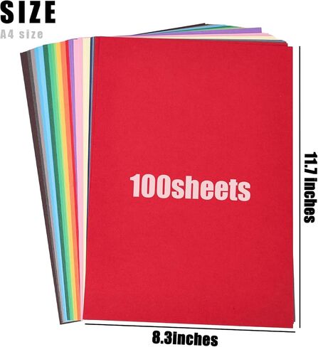 HEYPLACE 100 Sheets Construction Paper A4, Heavy Duty Craft Paper Colored Art Cardstock for DIY Crafts Card Making Scrapbook Classroom Supplies in Saudi Arabia