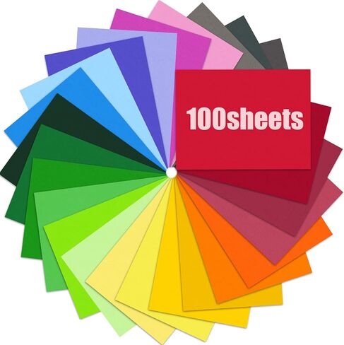 HEYPLACE 100 Sheets Construction Paper A4, Heavy Duty Craft Paper Colored Art Cardstock for DIY Crafts Card Making Scrapbook Classroom Supplies in Saudi Arabia