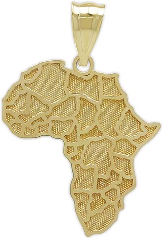 Gold Africa Charm Pendant - 10 Karat Gold - Africa Continent Jewelry in Saudi Arabia