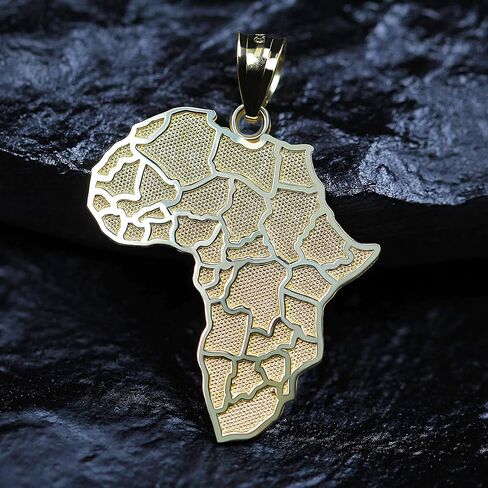 Gold Africa Charm Pendant - 10 Karat Gold - Africa Continent Jewelry in Saudi Arabia