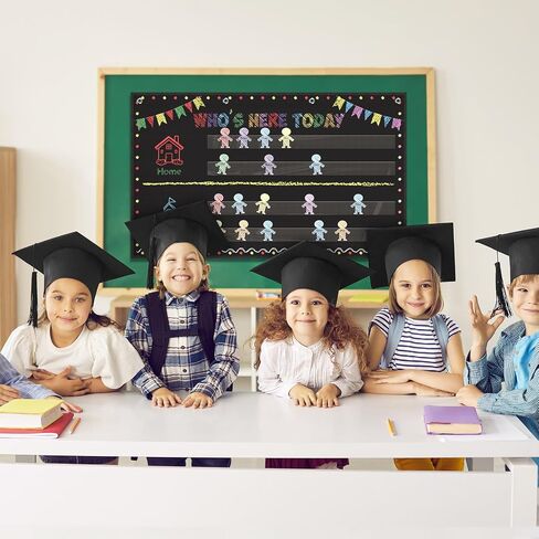 Classroom Attendance Chart Helping Hands Pocket Chart with 54 People Cards, Kid's Daily Schedule, Preschool Organization Management for Teachers (Chalkboard) in Saudi Arabia