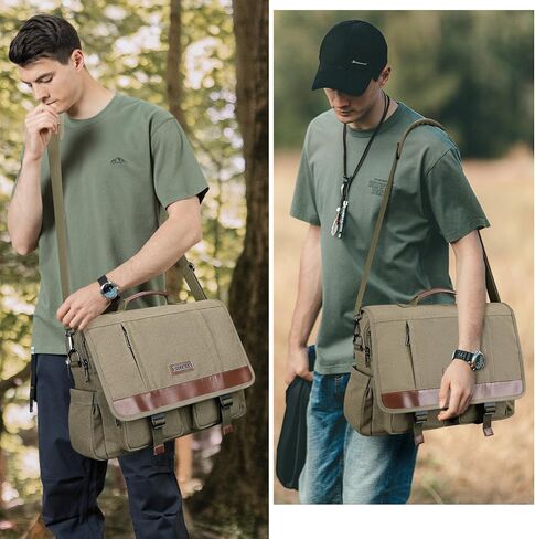 حقيبة كتف من القماش من WITZMAN للرجال والنساء عتيقة مقاس 17 بوصة للكمبيوتر المحمول وحقائب كتف كبيرة للعمل أثناء السفر in Kuwait