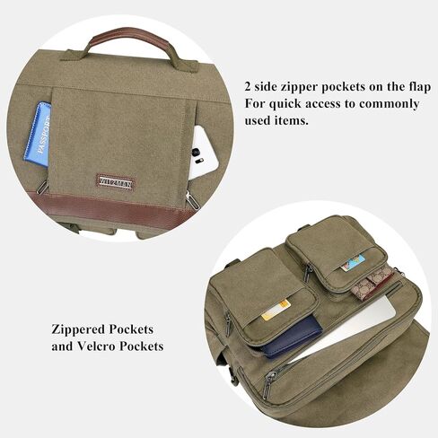 حقيبة كتف من القماش من WITZMAN للرجال والنساء عتيقة مقاس 17 بوصة للكمبيوتر المحمول وحقائب كتف كبيرة للعمل أثناء السفر in Kuwait