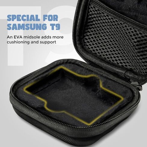 ProCase Hard Carrying Case for Samsung T9 External Solid State Drive, Upgraded Shockproof EVA Storage Travel Organizer Bag for 1TB 2TB 4TB USB T9 Portable SSD 3.2 -Black in Saudi Arabia