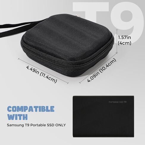 ProCase Hard Carrying Case for Samsung T9 External Solid State Drive, Upgraded Shockproof EVA Storage Travel Organizer Bag for 1TB 2TB 4TB USB T9 Portable SSD 3.2 -Black in Saudi Arabia