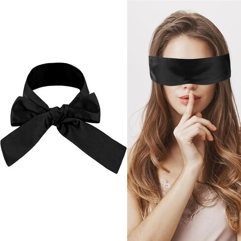 Satin Sleep Eye Mask, 150cm/59inch Adjustable Comfortable Soft Eye Shield Cover, Night Blackout Sleep Cooling Blindfold for Adult Travel Nap Meditation (Black) in Saudi Arabia