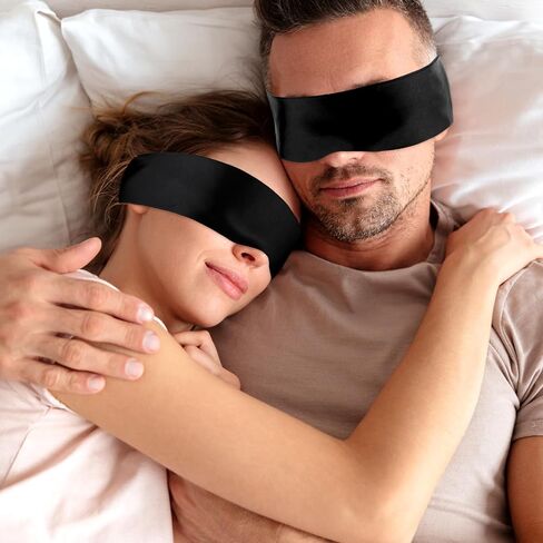 Satin Sleep Eye Mask, 150cm/59inch Adjustable Comfortable Soft Eye Shield Cover, Night Blackout Sleep Cooling Blindfold for Adult Travel Nap Meditation (Black) in Saudi Arabia