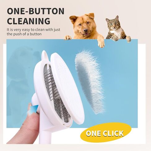 Cat Hair Brush for Grooming, Self Cleaning Slicker Brush for Cat, Skin Friendly Pet Brush for Shedding, Pet Grooming Tool, Blue in Saudi Arabia