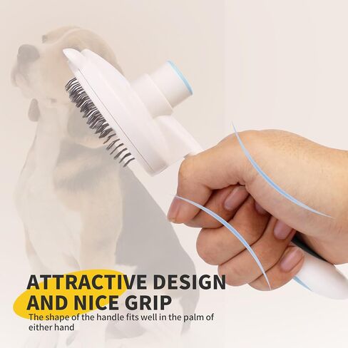 Cat Hair Brush for Grooming, Self Cleaning Slicker Brush for Cat, Skin Friendly Pet Brush for Shedding, Pet Grooming Tool, Blue in Saudi Arabia