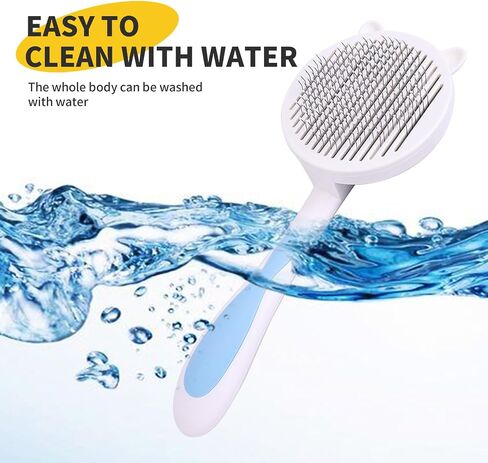 Cat Hair Brush for Grooming, Self Cleaning Slicker Brush for Cat, Skin Friendly Pet Brush for Shedding, Pet Grooming Tool, Blue in Saudi Arabia