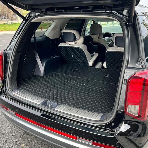 حصيرة صندوق السيارة متوافقة مع هيونداي باليسيد 2020-2024 - بطانة البضائع الخلفية، بطانة سوداء غير قابلة للانزلاق، مجموعة من 5 قطع in Kuwait