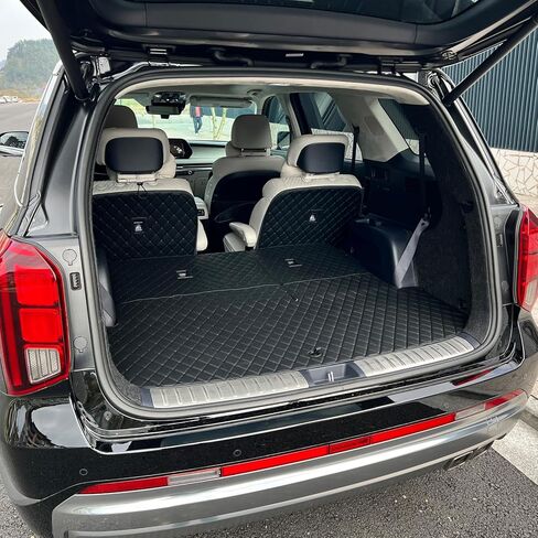 حصيرة صندوق السيارة متوافقة مع هيونداي باليسيد 2020-2024 - بطانة البضائع الخلفية، بطانة سوداء غير قابلة للانزلاق، مجموعة من 5 قطع in Kuwait