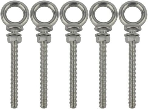 5 Pcs 316 Stainless Steel Long Shoulder Eye Bolts Heavy Duty Threaded Eyebolts with Nuts (M6) in Saudi Arabia