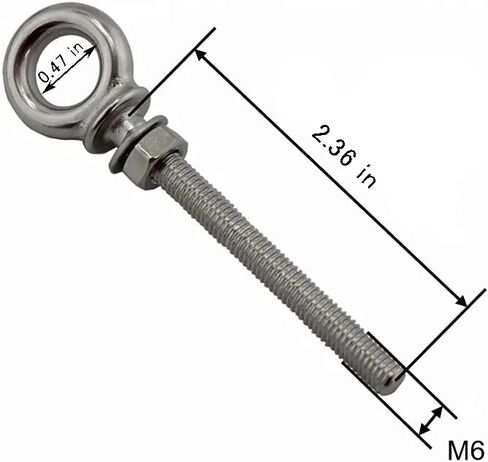 5 Pcs 316 Stainless Steel Long Shoulder Eye Bolts Heavy Duty Threaded Eyebolts with Nuts (M6) in Saudi Arabia