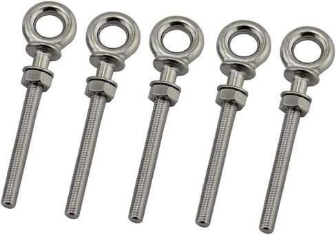 5 Pcs 316 Stainless Steel Long Shoulder Eye Bolts Heavy Duty Threaded Eyebolts with Nuts (M6) in Saudi Arabia