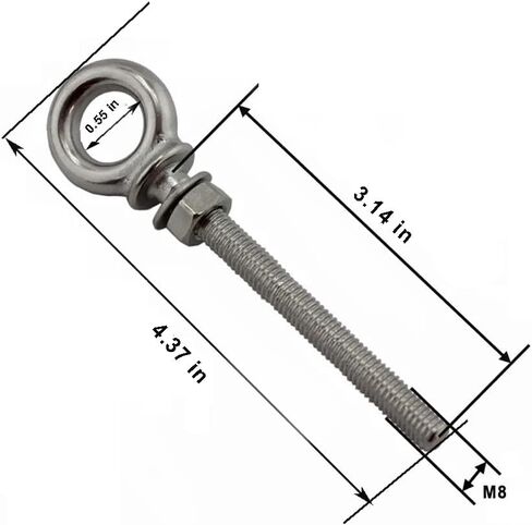 5 Pcs 316 Stainless Steel Long Shoulder Eye Bolts Heavy Duty Threaded Eyebolts with Nuts (M6) in Saudi Arabia