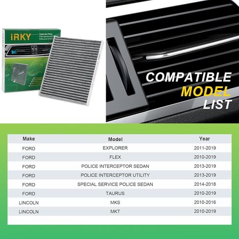 6021C(CF11176) Cabin Air Filter with Activated Carbon Compatible with Ford Explorer Flex Police Interceptor Sedan/Utility Taurus Lincoln Mks/Mkt in Saudi Arabia