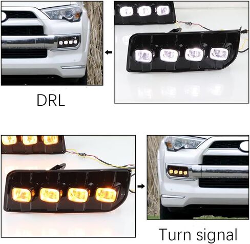مصابيح أمامية LED للجري أثناء النهار DRL مع ملحقات مصابيح إشارة الانعطاف المتسلسلة باللون الأبيض/العنبر المتوافقة مع Toyota 4Runner Limited TRD Sport 2013-2022 in Kuwait