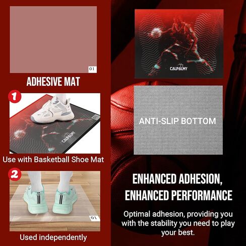 بساط أحذية كرة السلة القابل لإعادة الاستخدام من كالبالمي مع ملاءات استبدال حصيرة لاصقة مقاس 17 بوصة × 13 بوصة (60 ورقة) - حصيرة لاصقة ذات قبضة محكمة لأحذية كرة السلة، ملحقات ملعب الكرة الطائرة/كرة السلة في الأماكن المغلقة in Kuwait