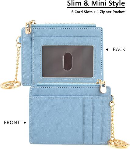 Small Pocket Wallet Slim RFID Blocking Card Holder Keychian Zipper Coin Purse Mini Cash & Coin & Cards Case for Women Men (White) in Kuwait