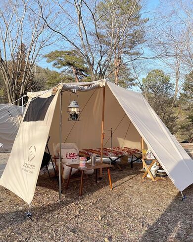 S'more Canvas Glamping Tent, 4 Season Family Camping Tent for 3/4 Person, Waterproof, Windproof, and Weather Resistant Tent for Family Glamping, Car Camping, Outdoor Party in Kuwait